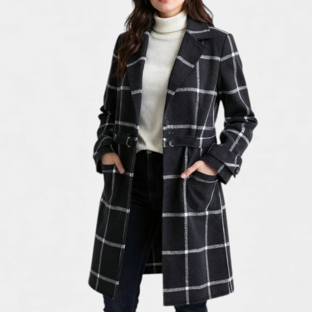 Corveline - Plaid Winter Trench Coat Daytime Evening Wear — view 4 of 10