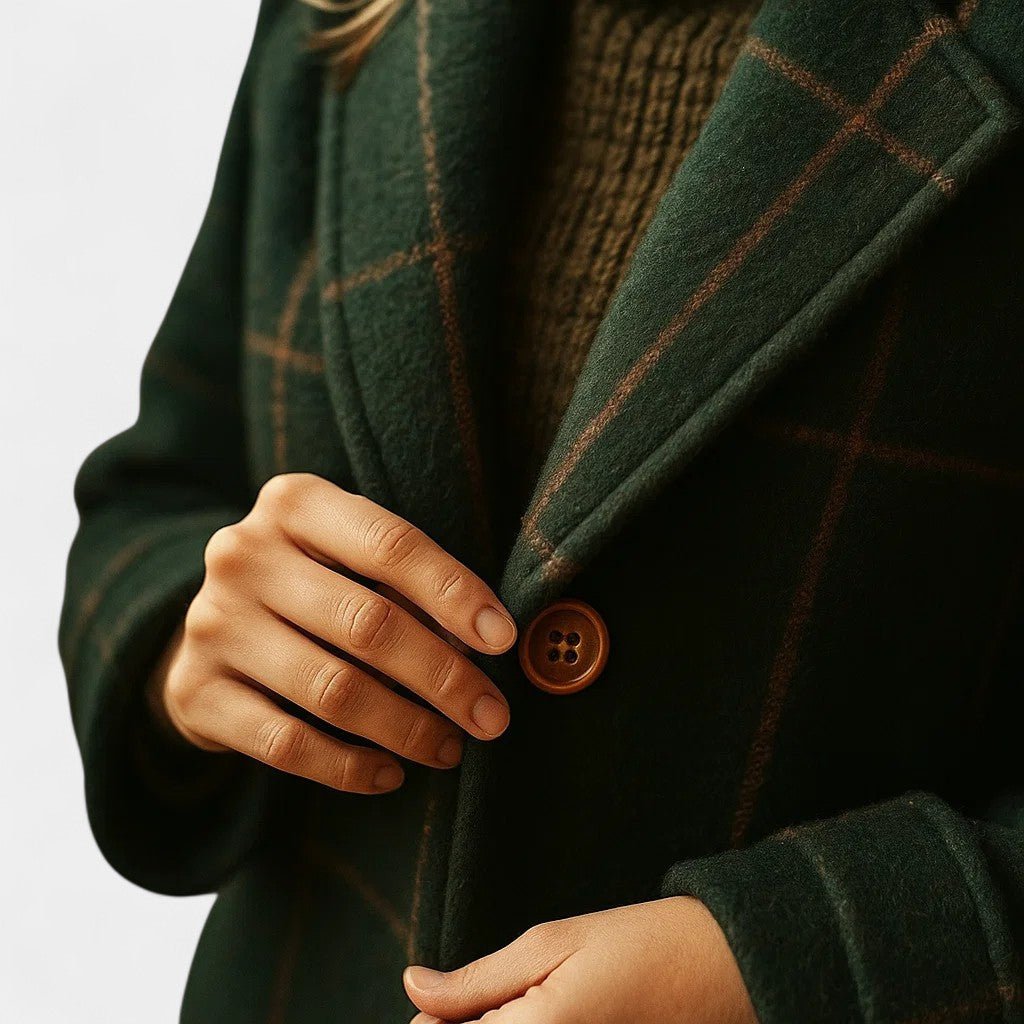 Corveline - Plaid Winter Trench Coat Daytime Evening Wear — view 7 of 10