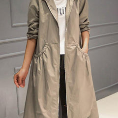 Corvelle - Hooded A-Line Trench Coat For Cooler Days