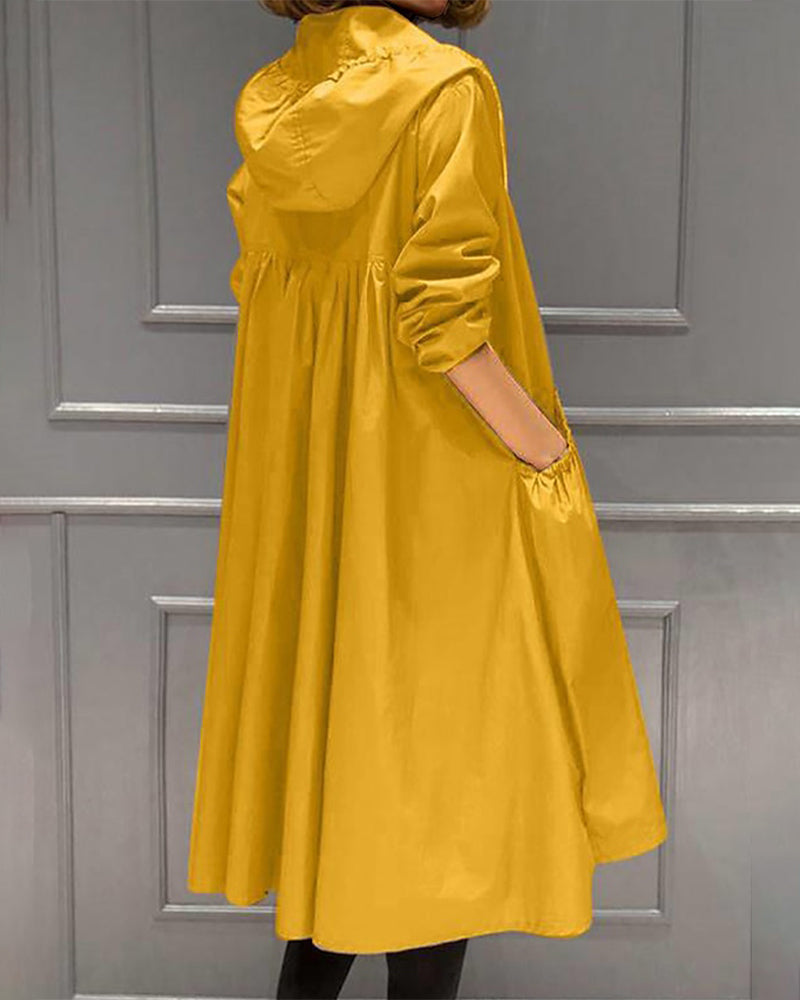 Corvelle - Hooded A-Line Trench Coat For Cooler Days — view 2 of 6