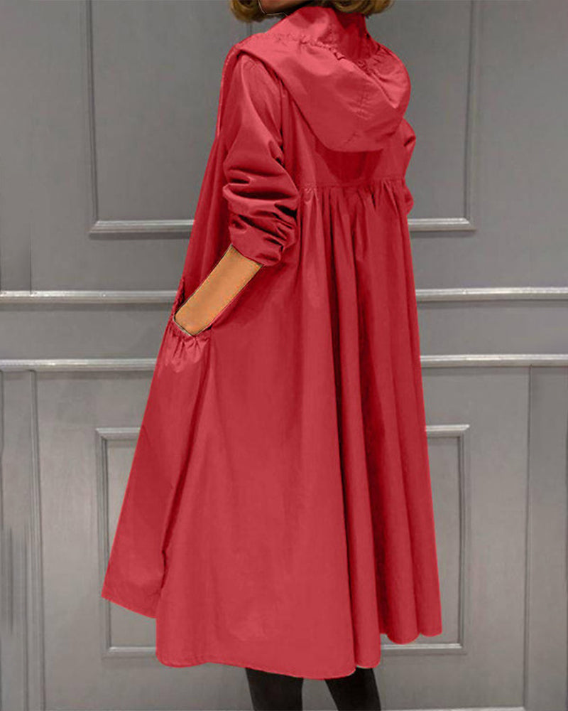 Corvelle - Hooded A-Line Trench Coat For Cooler Days — view 3 of 6
