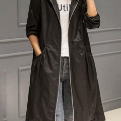 Corvelle - Hooded A-Line Trench Coat For Cooler Days — view 4 of 6