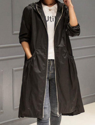 Corvelle - Hooded A-Line Trench Coat For Cooler Days — view 4 of 6