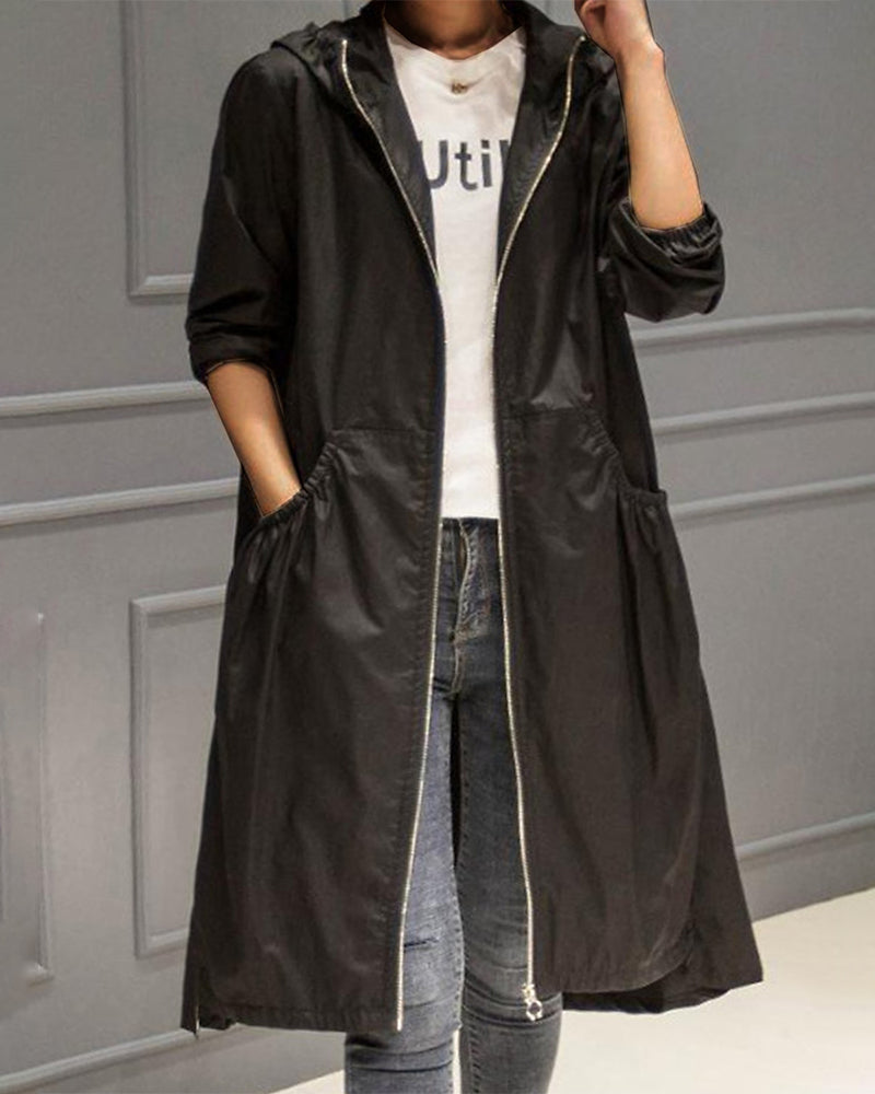 Corvelle - Hooded A-Line Trench Coat For Cooler Days — view 4 of 6