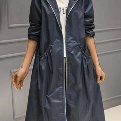Corvelle - Hooded A-Line Trench Coat For Cooler Days — view 5 of 6