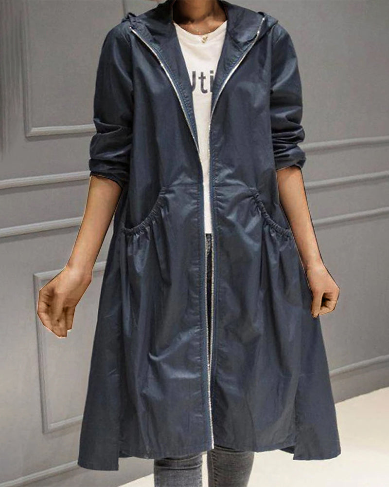 Corvelle - Hooded A-Line Trench Coat For Cooler Days — view 5 of 6