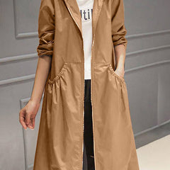 Corvelle - Hooded A-Line Trench Coat For Cooler Days — view 6 of 6