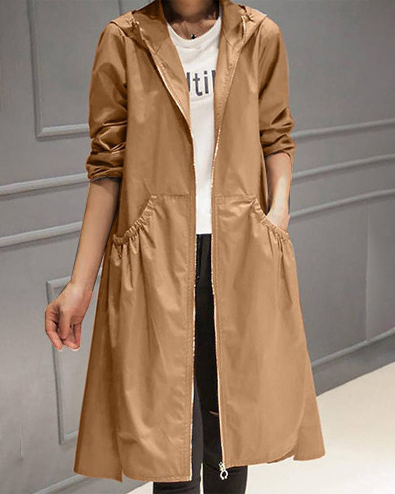 Corvelle - Hooded A-Line Trench Coat For Cooler Days — view 6 of 6