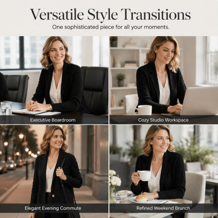 Corvellina - Knit Lapel Cardigan Everyday Layering — view 6 of 7