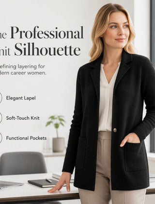 Corvellina - Knit Lapel Cardigan Everyday Layering — view 7 of 7