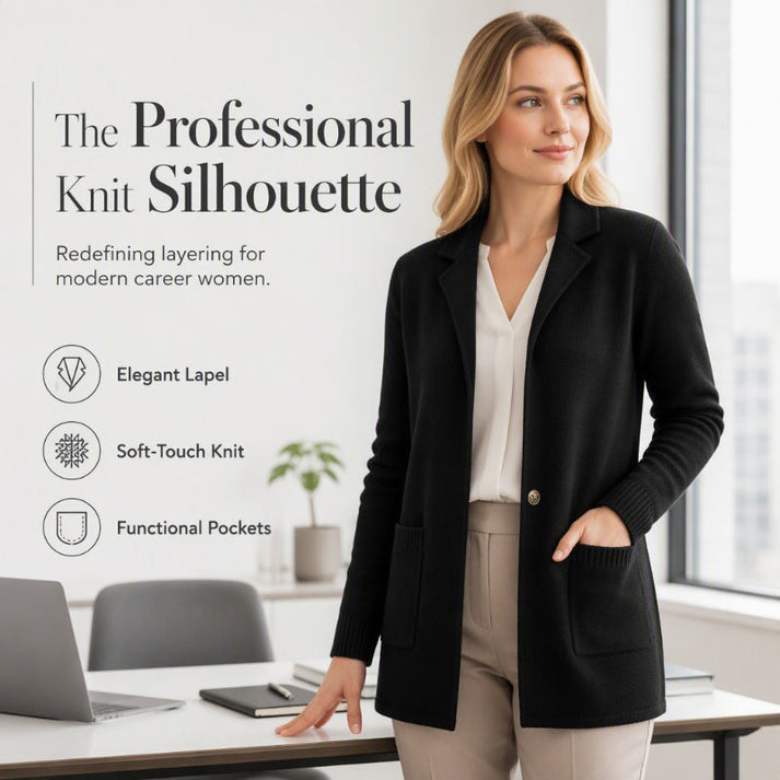 Corvellina - Knit Lapel Cardigan Everyday Layering — view 7 of 7