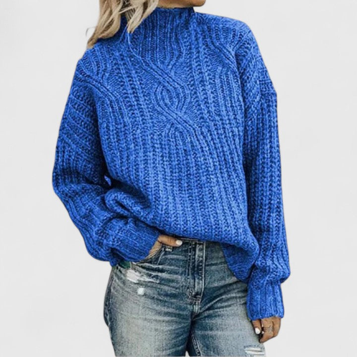 Corvelline - Cable-Knit Mock-Neck Sweater Cold Weather Layering — view 5 of 5