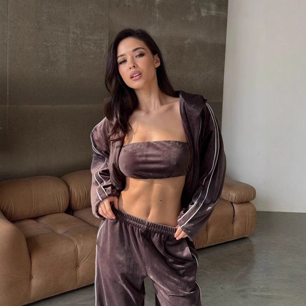 Corvessa - Velvet Co-ord Set For Relaxed Evenings
