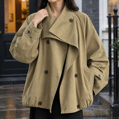 Corvira - Double-Breasted Cotton Jacket Cool Weather Layering — view 2 of 3