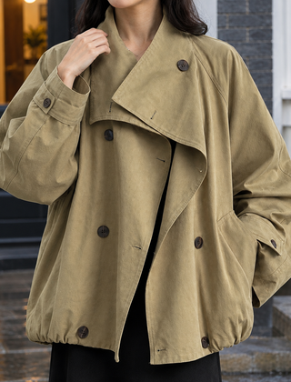 Corvira - Double-Breasted Cotton Jacket Cool Weather Layering — view 2 of 3