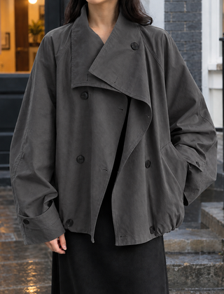 Corvira - Double-Breasted Cotton Jacket Cool Weather Layering — view 3 of 3