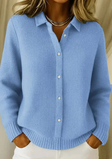 Cozelle - Ribbed Knit Button Front Cardigan Everyday Layering