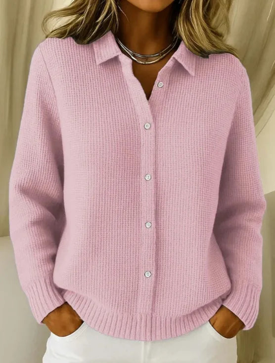 Cozelle - Ribbed Knit Button Front Cardigan Everyday Layering — view 2 of 4