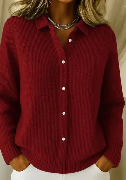 Cozelle - Ribbed Knit Button Front Cardigan Everyday Layering — view 3 of 4