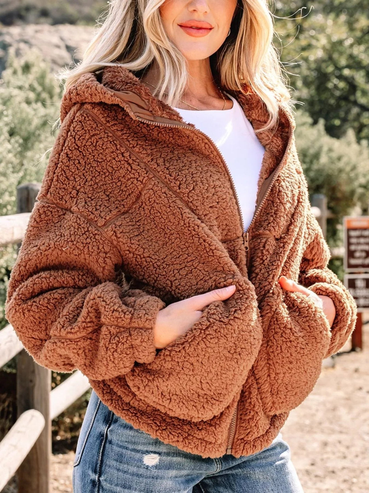 Cozetta - Oversized Teddy Fleece Jacket Cold Weather Wear — view 3 of 10