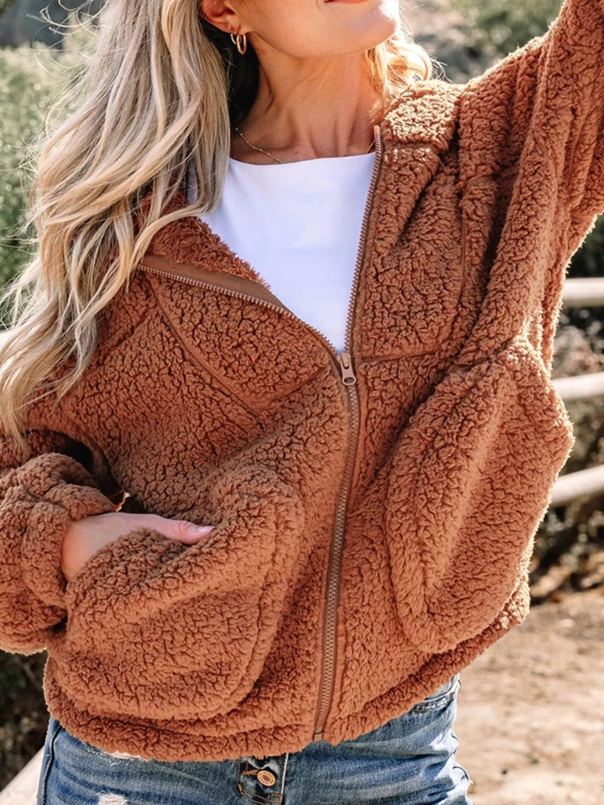 Cozetta - Oversized Teddy Fleece Jacket Cold Weather Wear — view 4 of 10