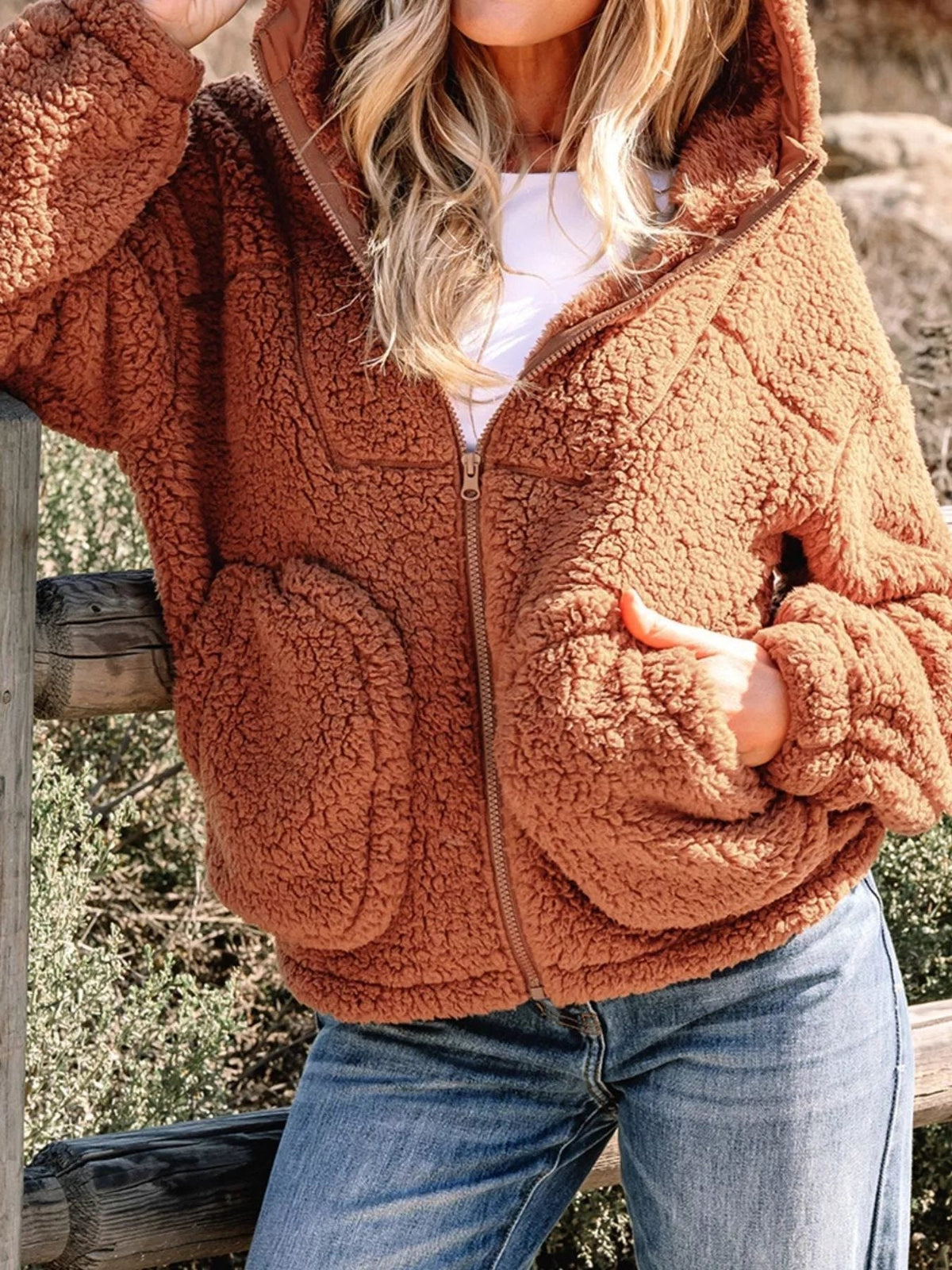 Cozetta - Oversized Teddy Fleece Jacket Cold Weather Wear — view 5 of 10