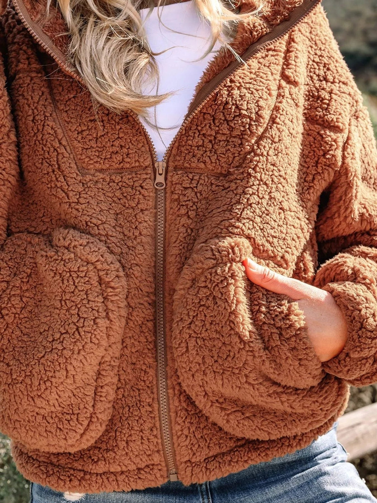 Cozetta - Oversized Teddy Fleece Jacket Cold Weather Wear — view 7 of 10