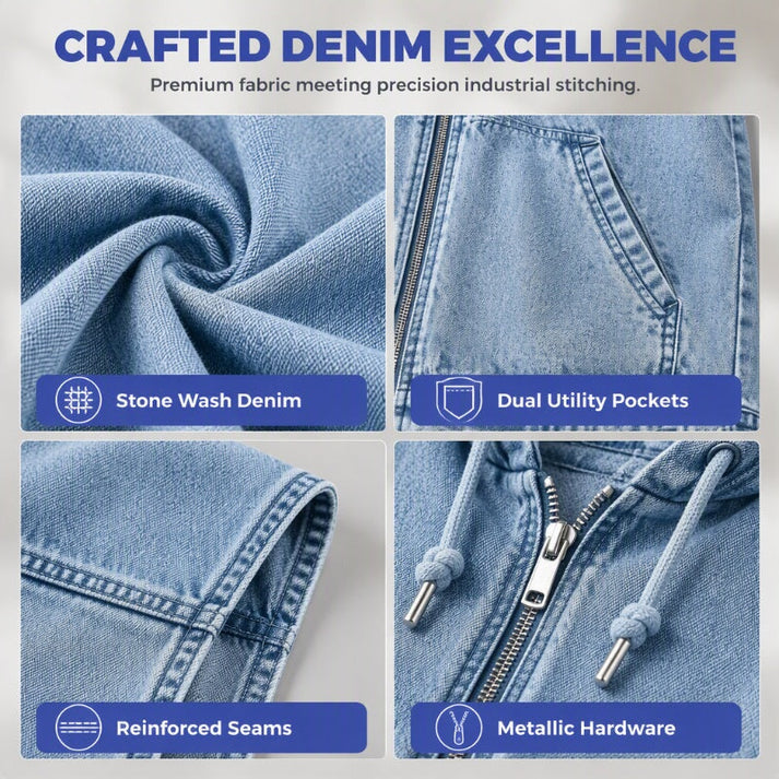Denara - Hooded Denim Vest Layered Everyday Styling — view 7 of 8