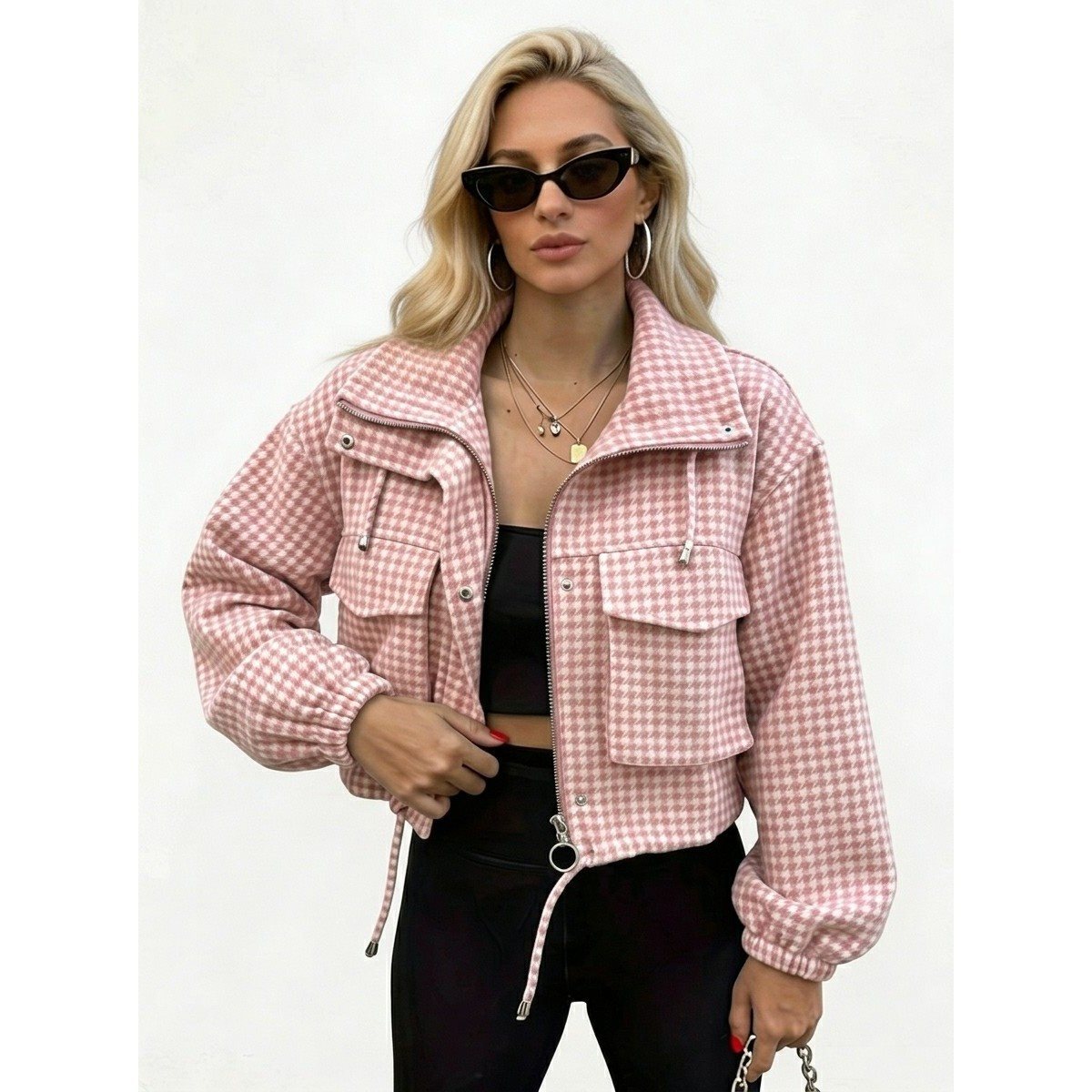 Fallowyn - Checked Cropped Jacket Casual Autumn Layering — view 2 of 10
