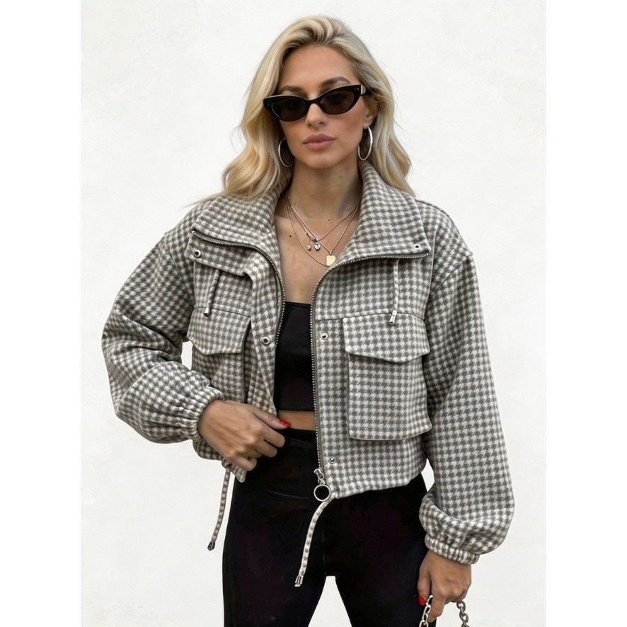 Fallowyn - Checked Cropped Jacket Casual Autumn Layering — view 3 of 10