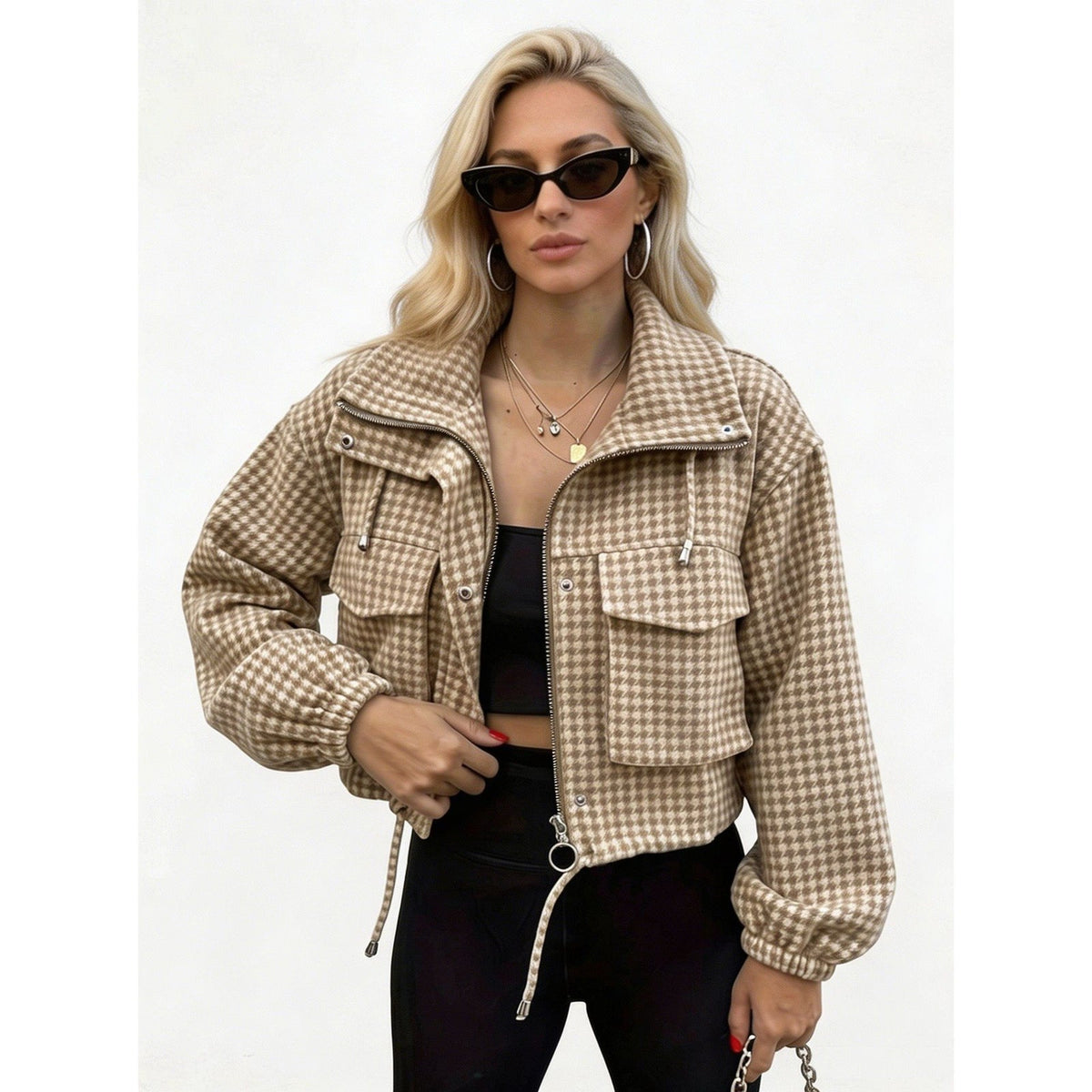 Fallowyn - Checked Cropped Jacket Casual Autumn Layering — view 4 of 10