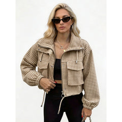 Fallowyn - Checked Cropped Jacket Casual Autumn Layering — view 5 of 10
