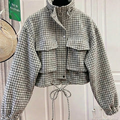 Fallowyn - Checked Cropped Jacket Casual Autumn Layering — view 6 of 10