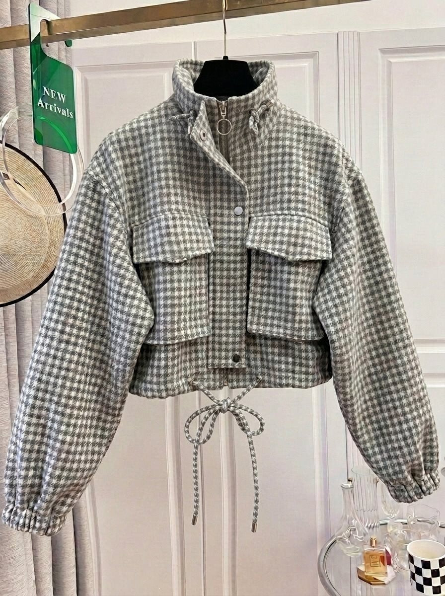 Fallowyn - Checked Cropped Jacket Casual Autumn Layering — view 6 of 10