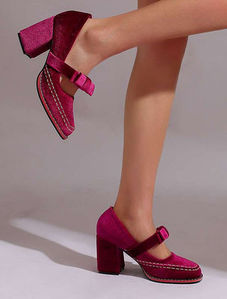 Fioretta - Velvet Block Heel Loafers Formal Wear — view 10 of 10