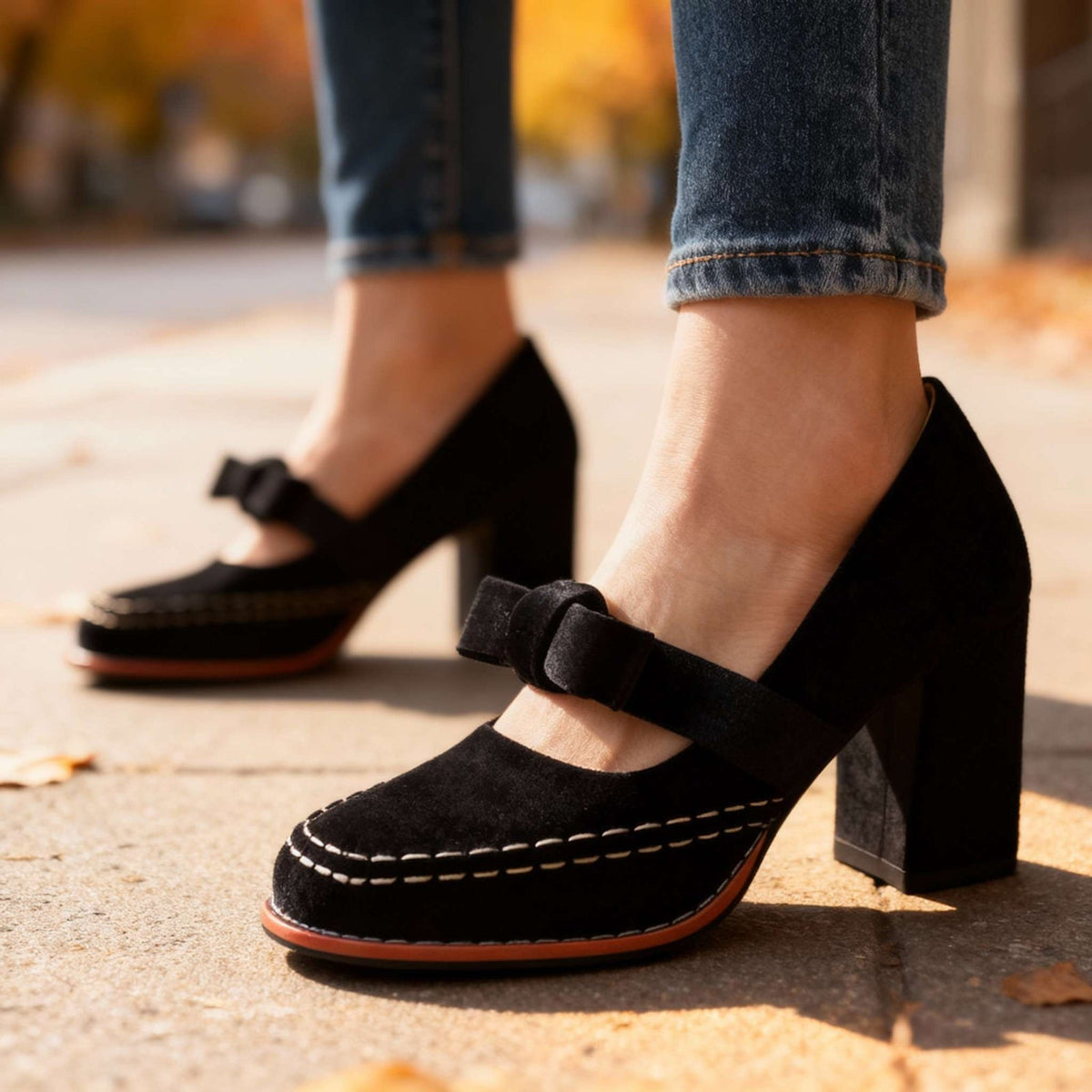 Fioretta - Velvet Block Heel Loafers Formal Wear — view 6 of 10