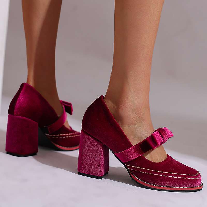 Fioretta - Velvet Block Heel Loafers Formal Wear — view 7 of 10
