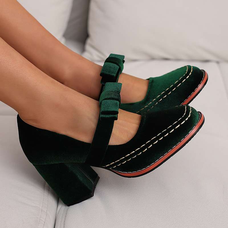 Fioretta - Velvet Block Heel Loafers Formal Wear — view 8 of 10
