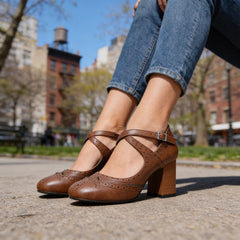 Brogessa - Block Heel Brogue Loafers Formal Wear — view 2 of 10