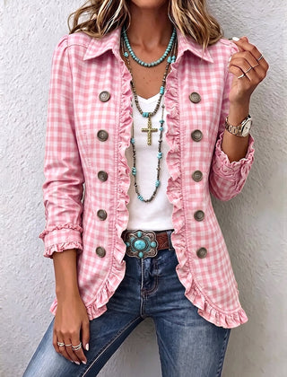 Ginnetta - Gingham Check Jacket Casual Weekend Wear — view 6 of 7