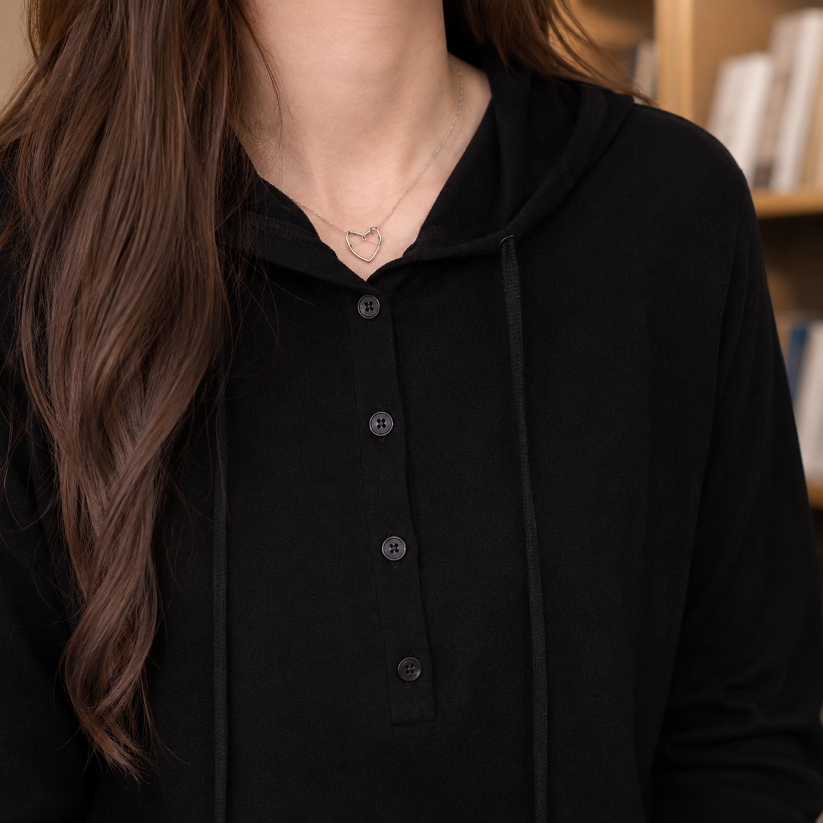 Halcyra - Half-Button Merino Wool Pullover Hoodie — view 2 of 7