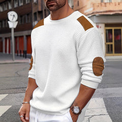 Halloran - Textured Waffle Knit Pullover Cool Season Layering