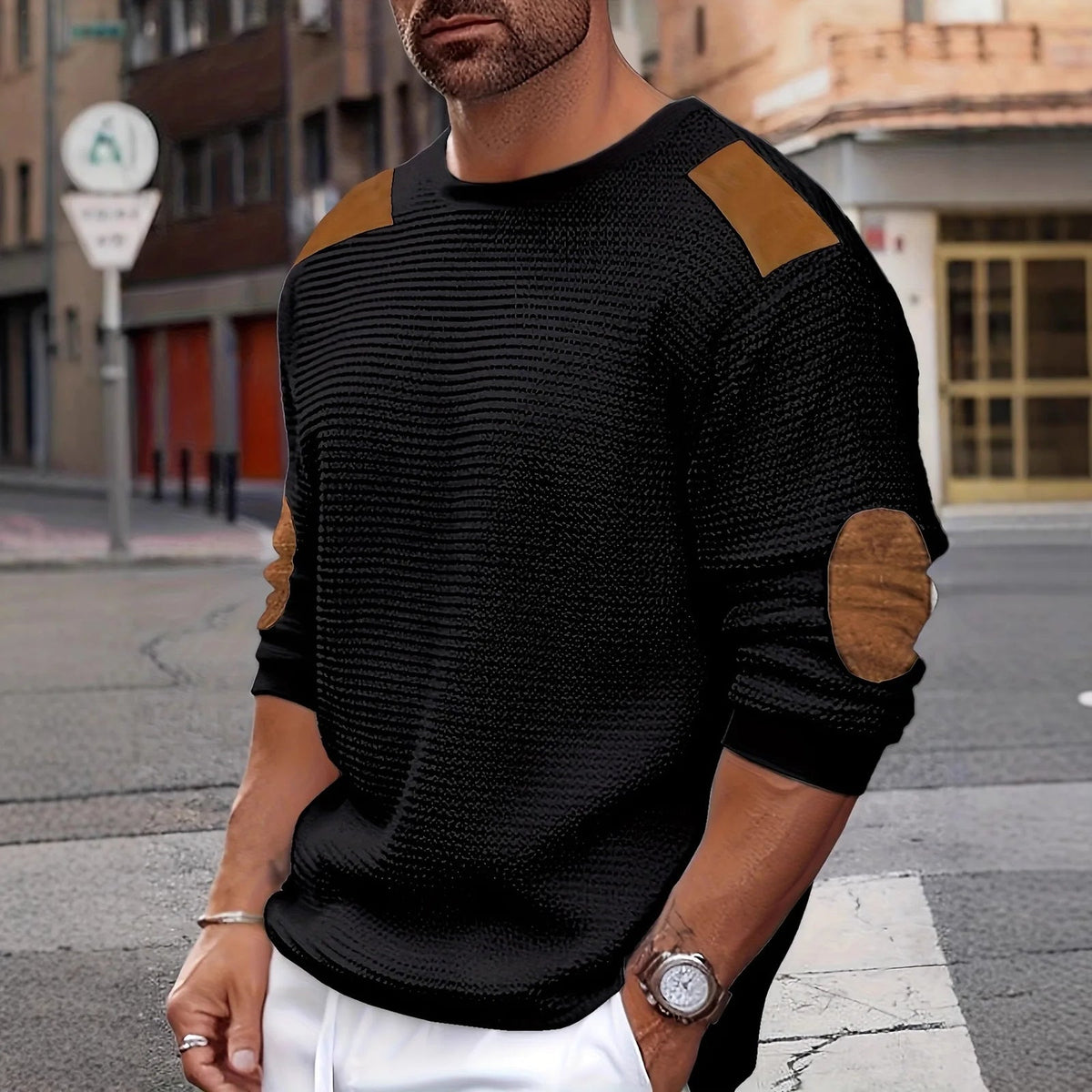 Halloran - Textured Waffle Knit Pullover Cool Season Layering — view 8 of 10