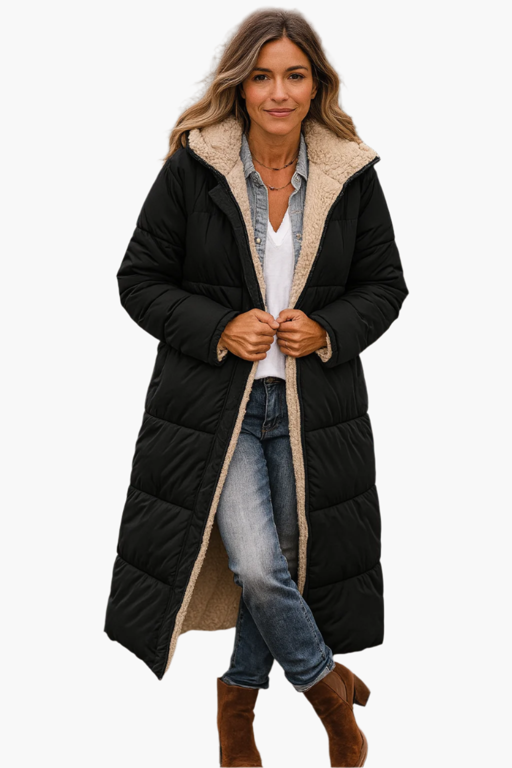 Hiverna - Quilted Longline Puffer Jacket Winter Commuting