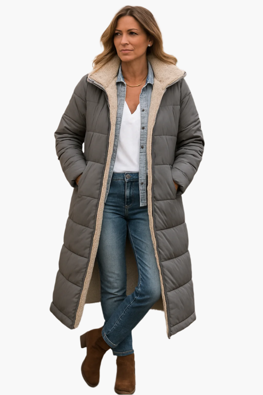 Hiverna - Quilted Longline Puffer Jacket Winter Commuting — view 3 of 7