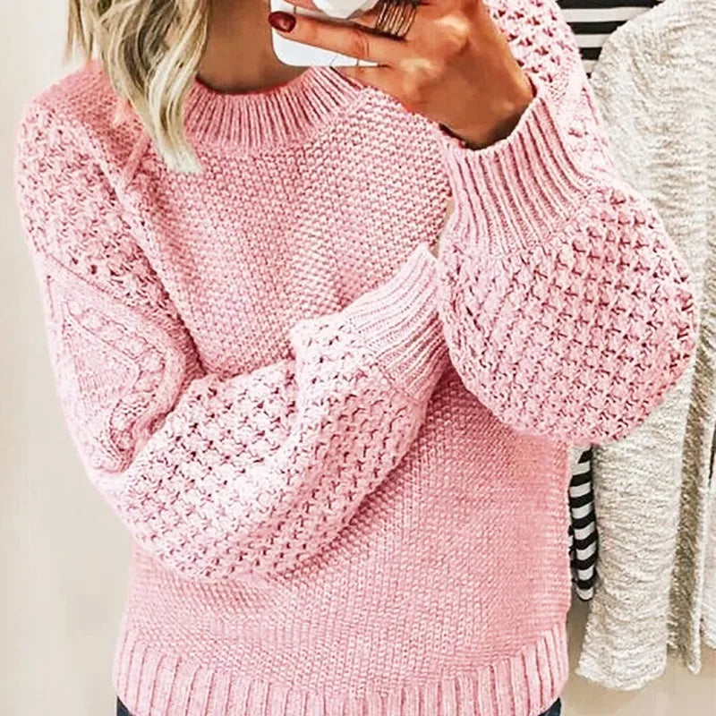 Lanterna - Cable Knit Lantern Sleeve Everyday Pullover