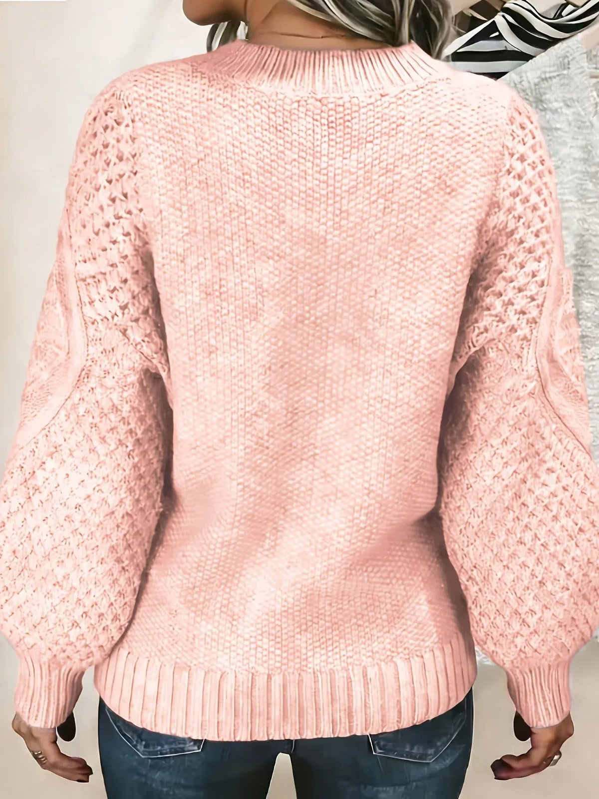 Lanterna - Cable Knit Lantern Sleeve Everyday Pullover — view 2 of 8