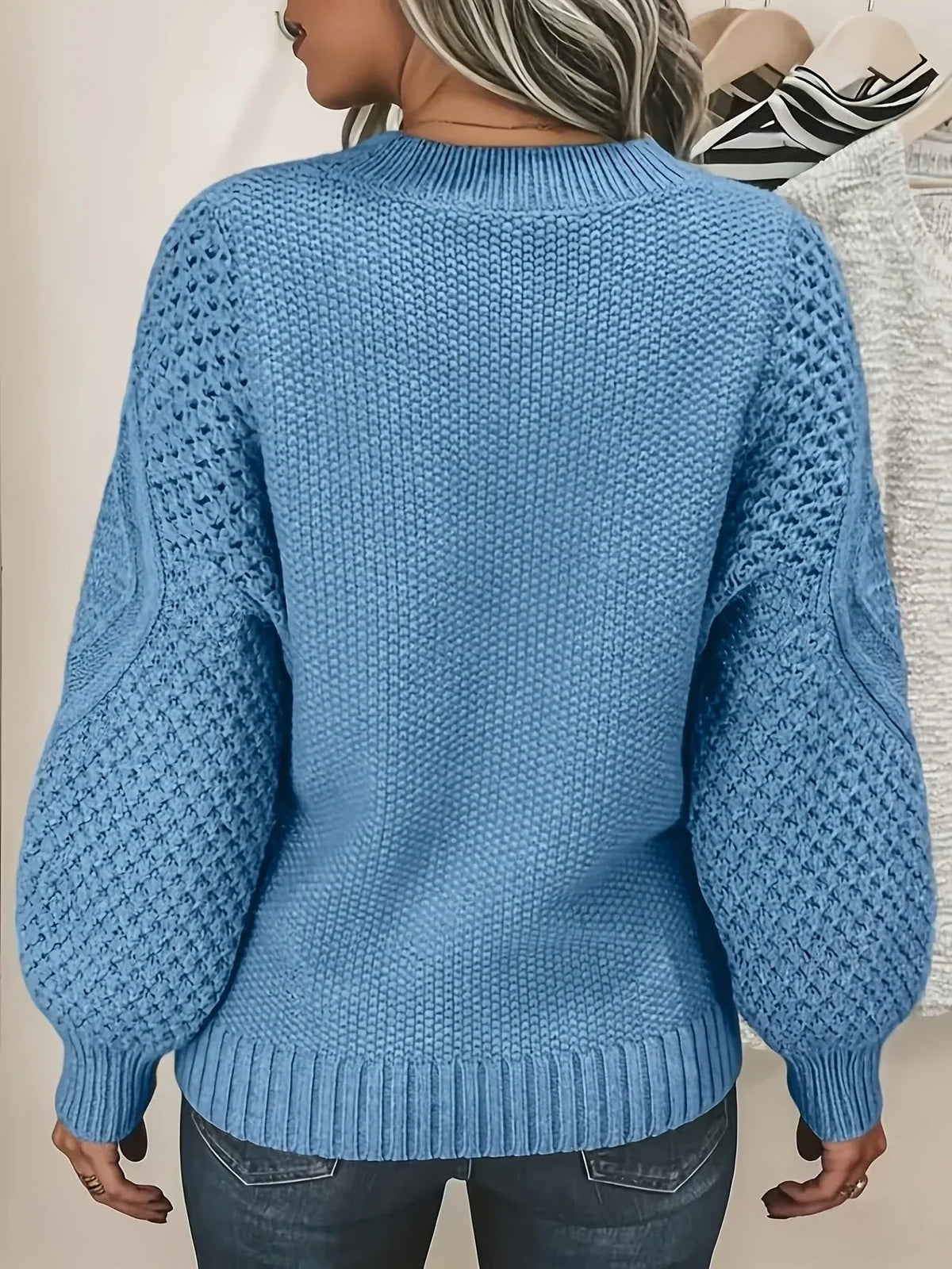 Lanterna - Cable Knit Lantern Sleeve Everyday Pullover — view 5 of 8