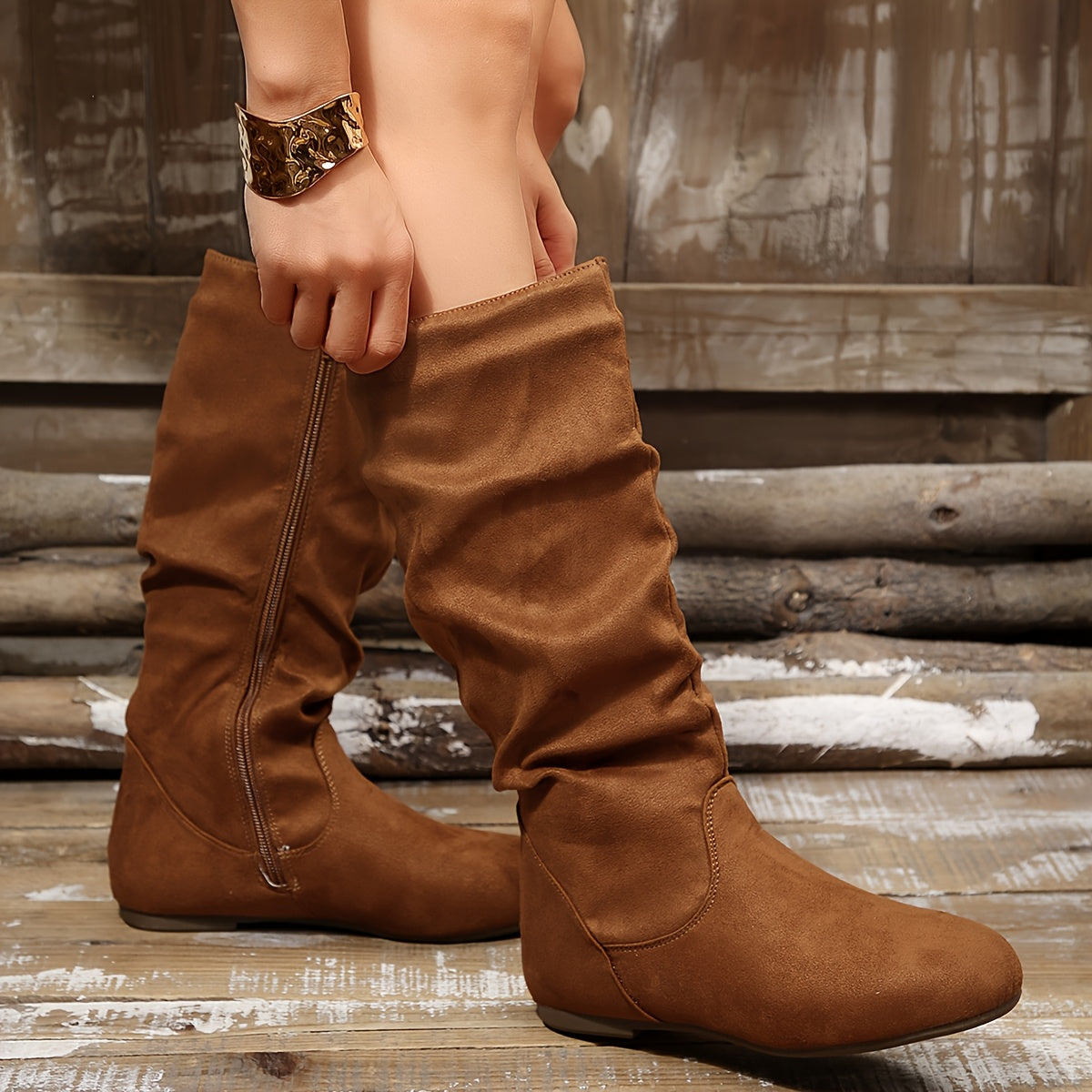 Larenna - Slouched Mid-Calf Boots Casual Everyday Wear — view 9 of 10