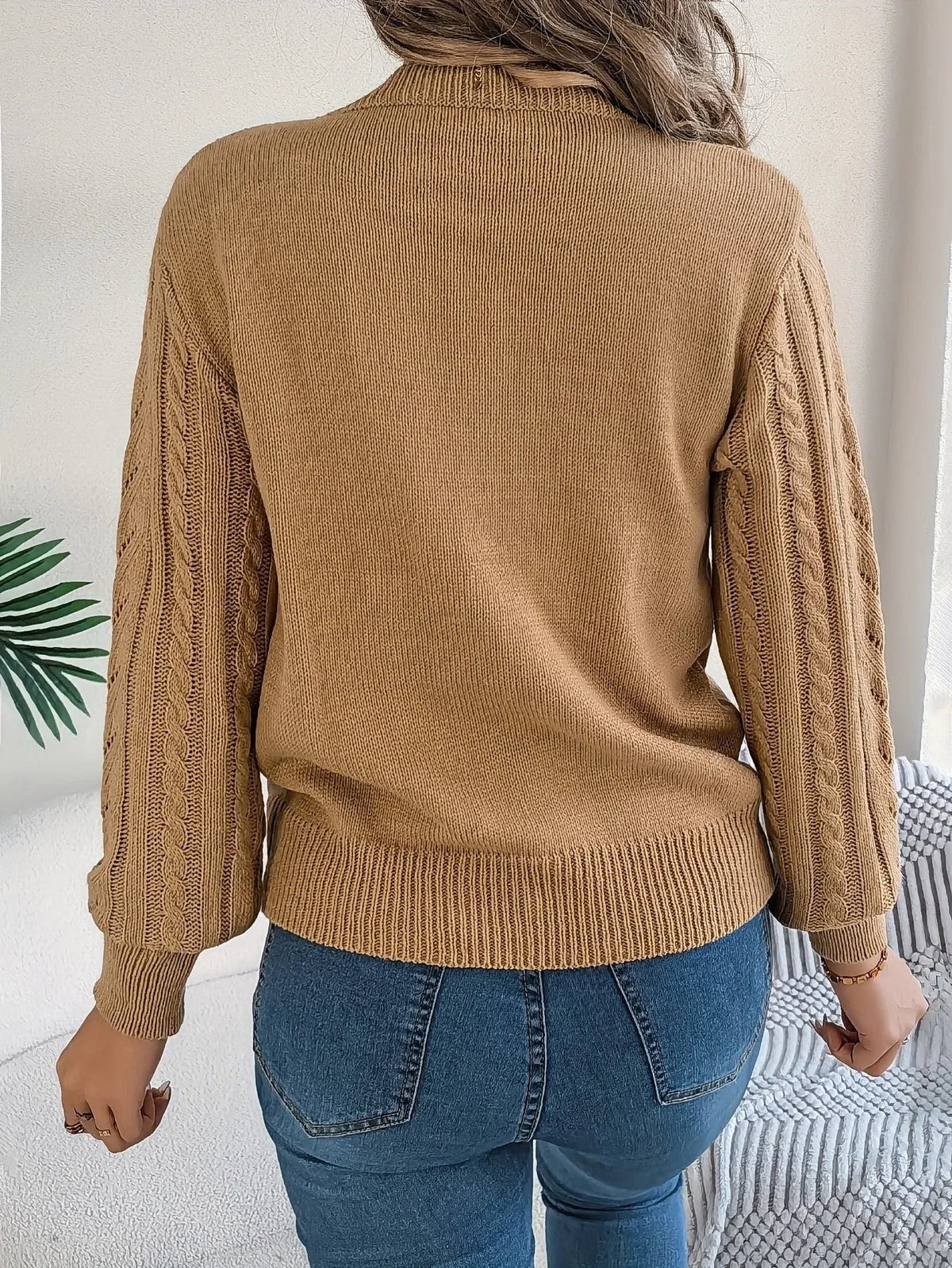 Larenne - Cable Knit Pullover Sweater Everyday Layering — view 3 of 10